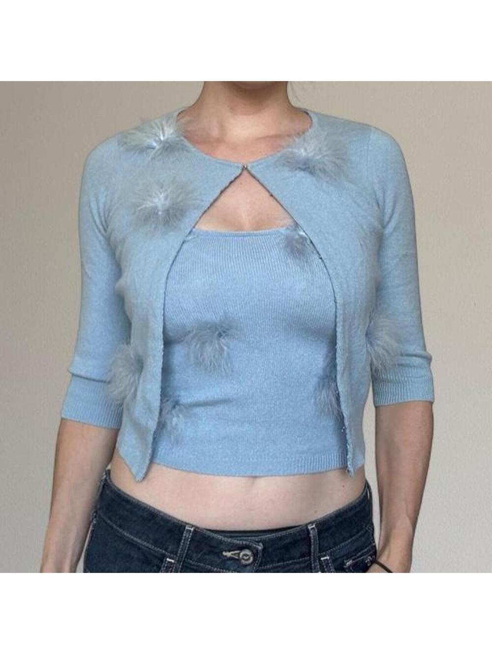 Y2K Bebe 100% cashmere cardigan set